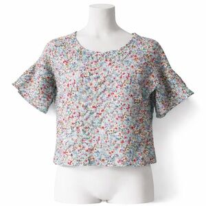 NWOT Viola Borghi 100% Linen Floral Peasant Blouse Size M Dainty Feminine Fairy